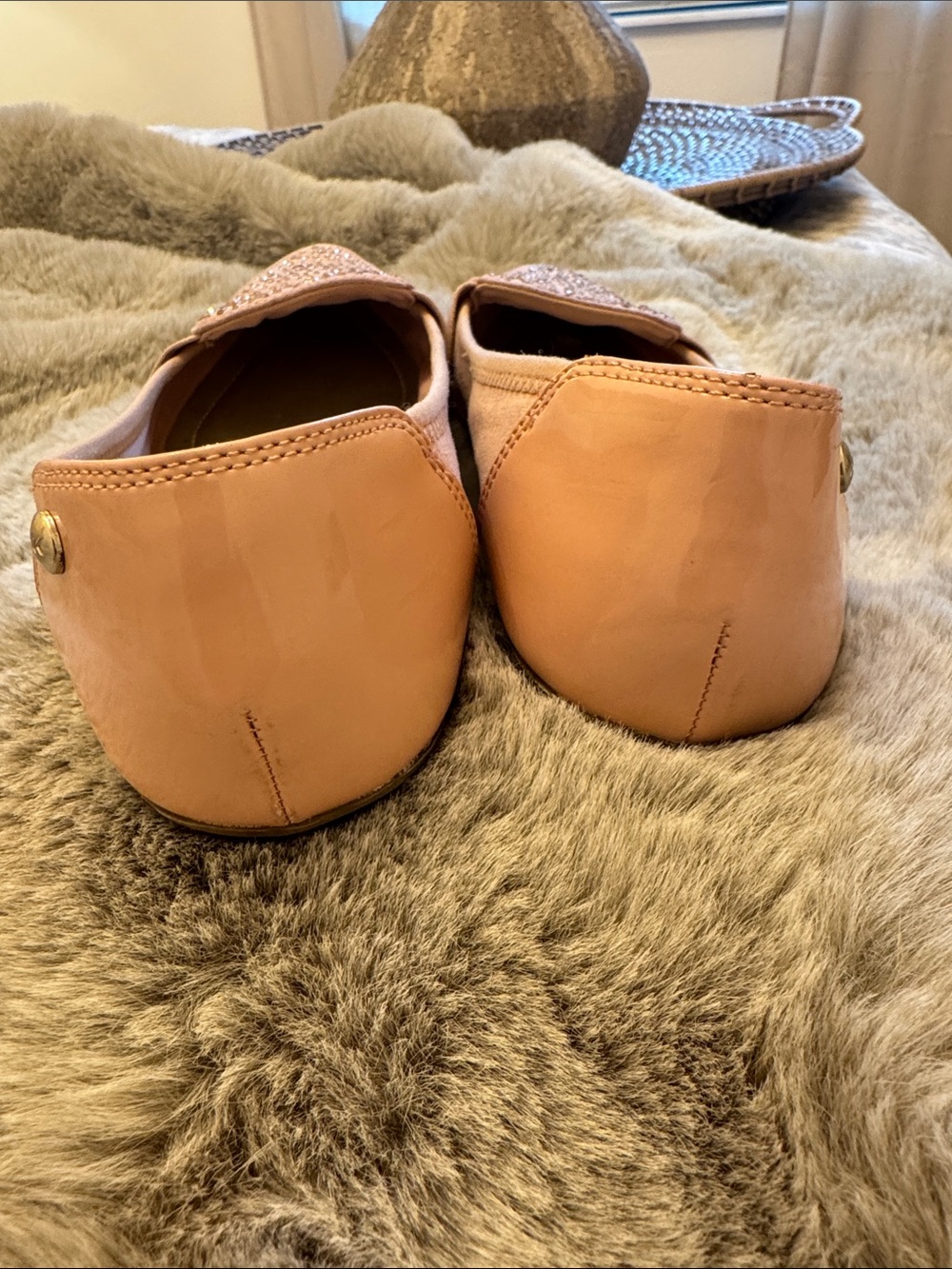 Anne Klein Pink Pointed Toe Flats with Stud Accents - Picture 6 of 11